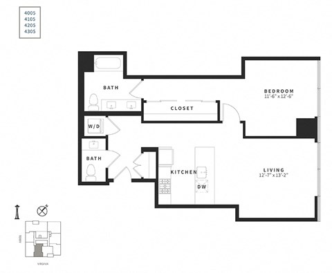 a floor plan of a bedroom apartment